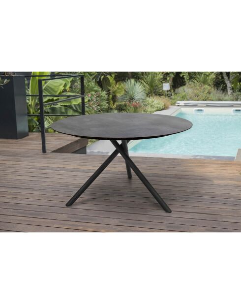 Runder klappbarer Gartentisch aus Aluminium mit anthrazitgrauer HPL-Platte