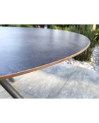 Tavolo da giardino rotondo pieghevole in alluminio con piano in HPL grigio antracite
