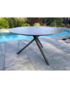 Tavolo da giardino rotondo pieghevole in alluminio con piano in HPL grigio antracite