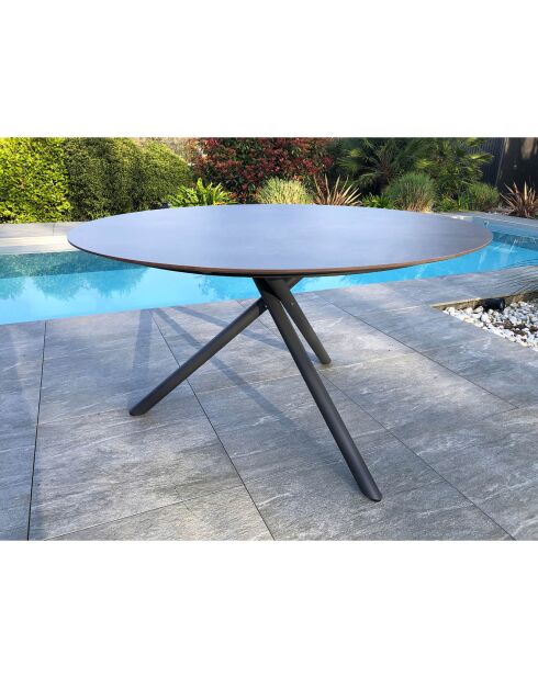 Tavolo da giardino rotondo pieghevole in alluminio con piano in HPL grigio antracite