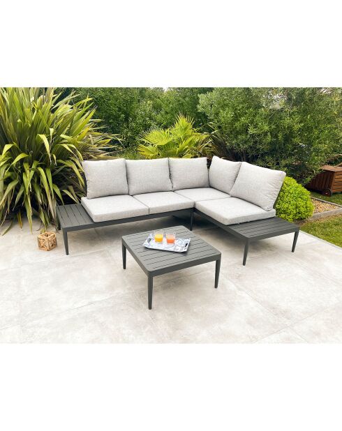 Salon de jardin Ankara 4 places en aluminium noir