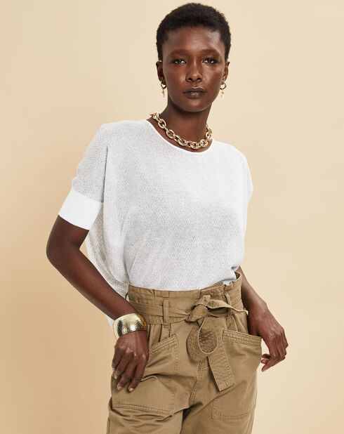 T-Shirt Auriane blanc/gris chiné clair