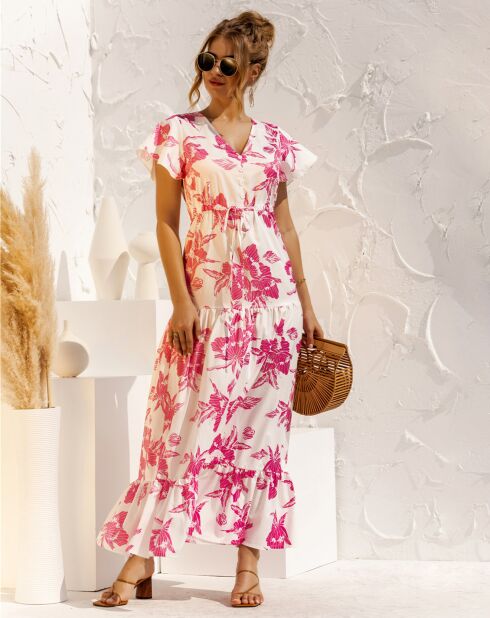 Robe Sarah blanc/rose