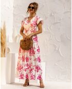 Robe Sarah blanc/rose