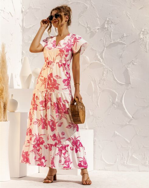 Robe Sarah blanc/rose