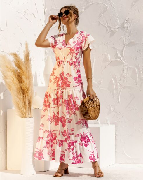 Robe Sarah blanc/rose