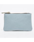 Pochette en Cuir Kina bleu clair - 14x9 cm