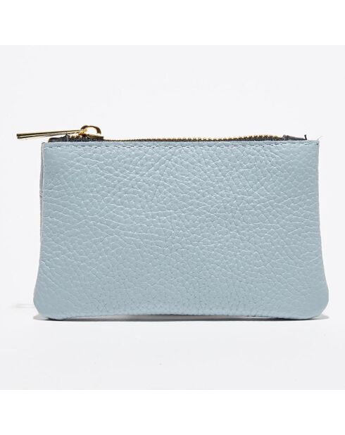 Pochette en Cuir Kina bleu clair - 14x9 cm