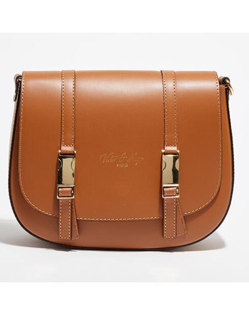 Sac bandoulière  en Cuir Ruth camel - 26x20x8 cm