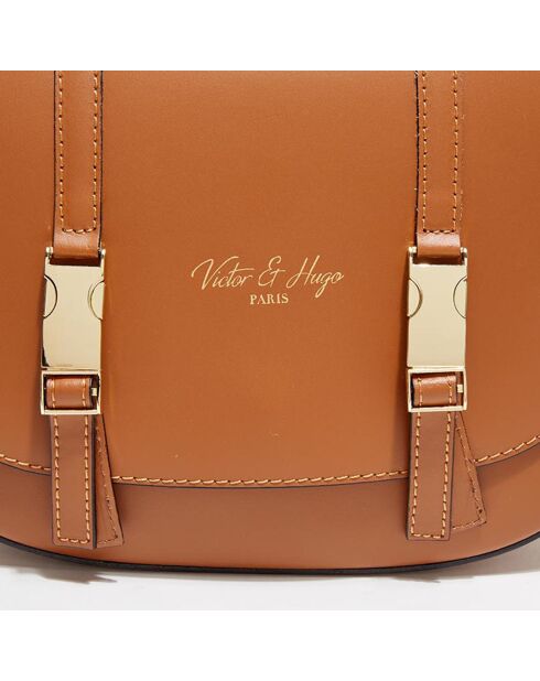 Sac bandoulière  en Cuir Ruth camel - 26x20x8 cm