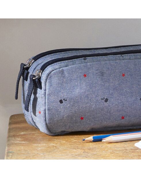 Trousse Chambray bleu chambray - 21x10.5x8 cm