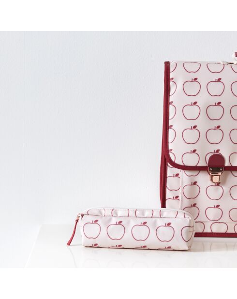 Trousse enduite Pommes rose clair - 20x5x6 cm