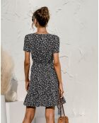 Robe Jade à fleurs noir/blanc