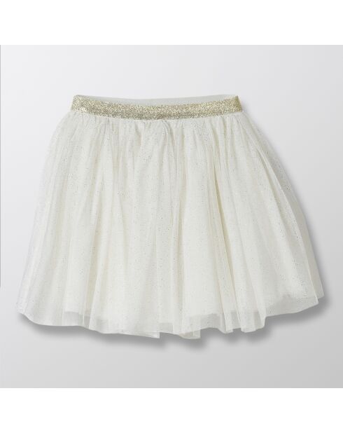 Jupe en tulle pailleté écru/doré