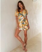 Robe Angela imprimée jaune/bleu/blanc