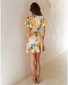 Robe Angela imprimée jaune/bleu/blanc