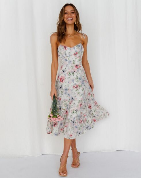 Robe Adelynn à fleurs blanche
