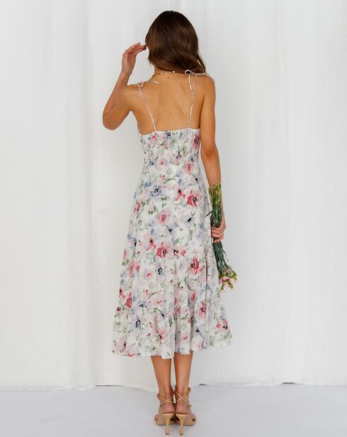 Robe Adelynn à fleurs blanche