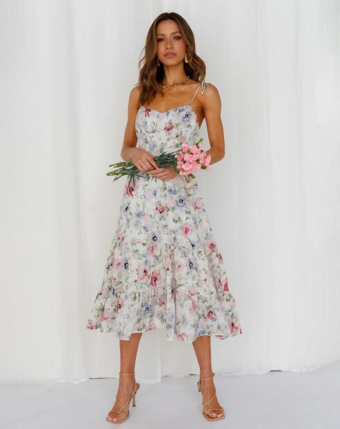 Robe Adelynn à fleurs blanche