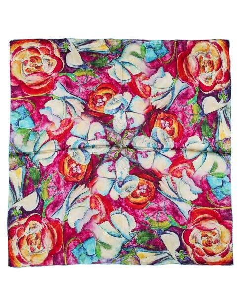 Carré 100% Soie rose - 90x90 cm