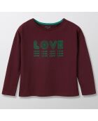 T-Shirt en Coton Bio Love bordeaux