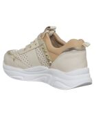 Sneakers en Cuir & Toile Melia beige/rose