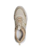 Sneakers en Cuir & Toile Melia beige/rose