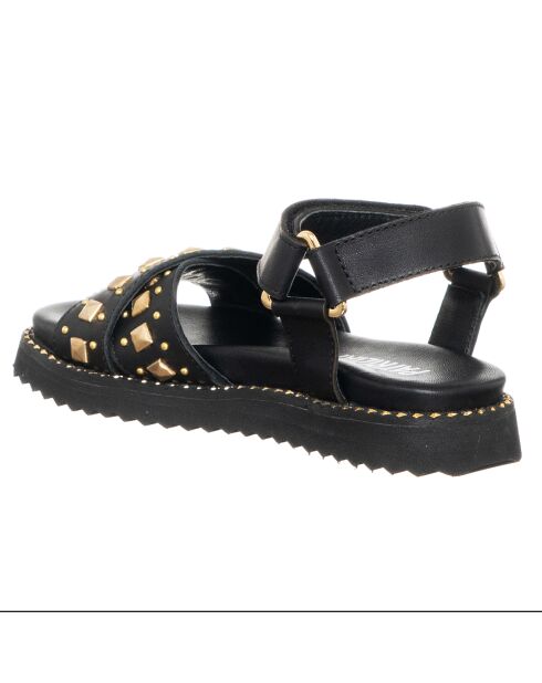 Zwart/gouden Carlise leren sandalen