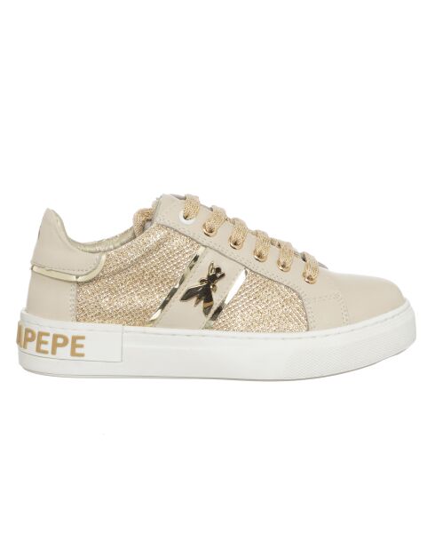Navica roze/gouden sneakers van leer en textiel