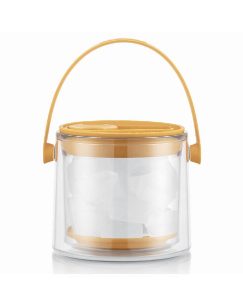 Seau à glaçon en double paroi avec pince Cool jaune - 1.5 L
