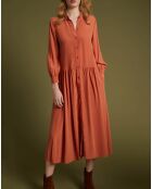 Robe-chemise longue brique