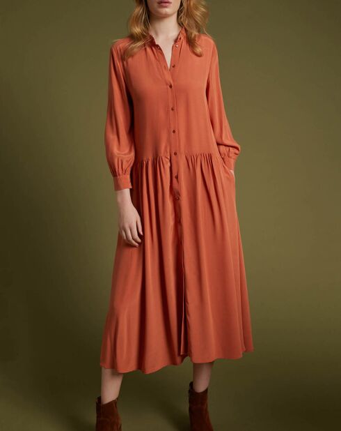 Robe-chemise longue brique