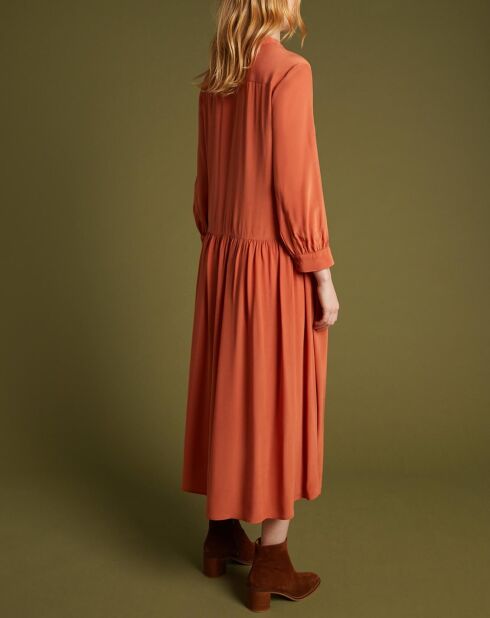 Robe-chemise longue brique