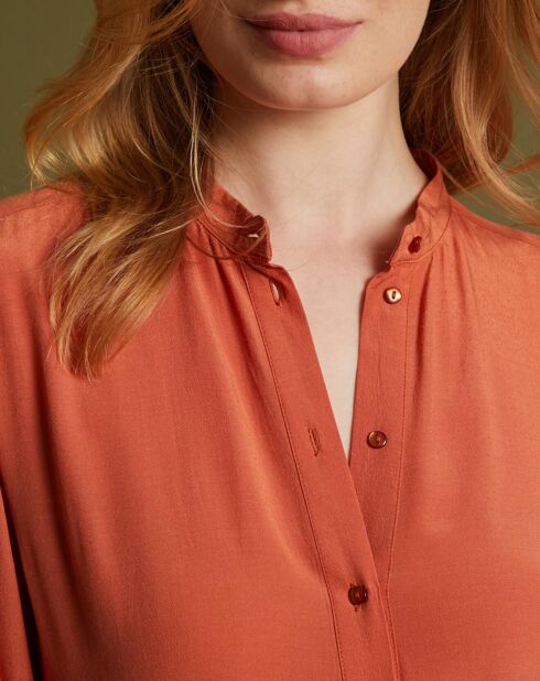 Robe-chemise longue brique