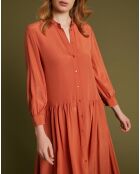 Robe-chemise longue brique