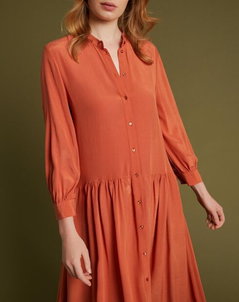 Robe-chemise longue brique