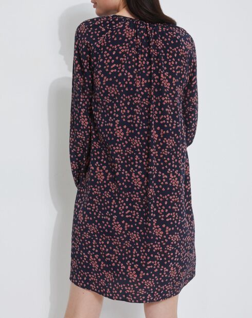 Kurzes Kleid mit Myosotis-Tintendruck