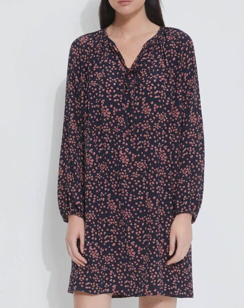 Kurzes Kleid mit Myosotis-Tintendruck