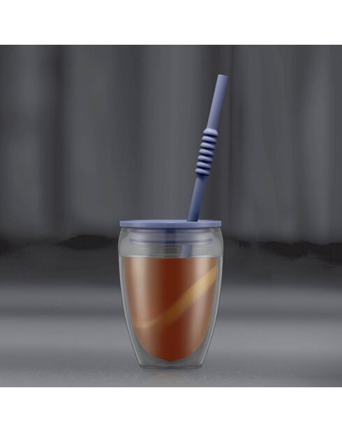 2 vasos de doble pared con tapa hermética y pajita de silicona Pavina to go matisse, 0,3 L