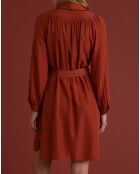 Robe en tissu façonné marron