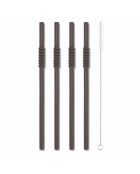 4 Pailles en silicone avec écouvillon Bistro dark roast - 24 cm