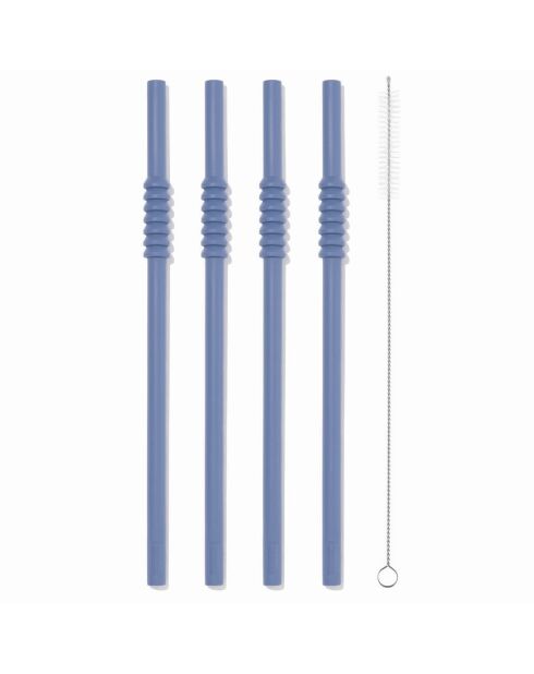 4 Pailles en silicone avec écouvillon Bistro matisse - 24 cm