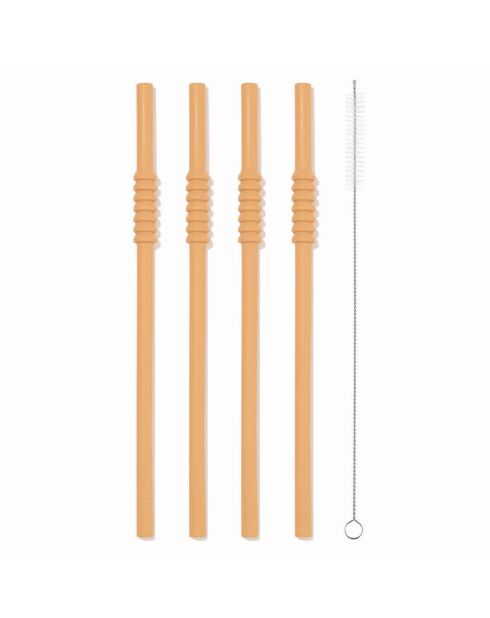 4 Pailles en silicone avec écouvillon Bistro bellini - 24 cm