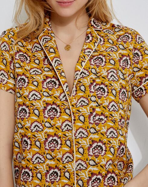 Chemise imprimé Indien jaune foncé