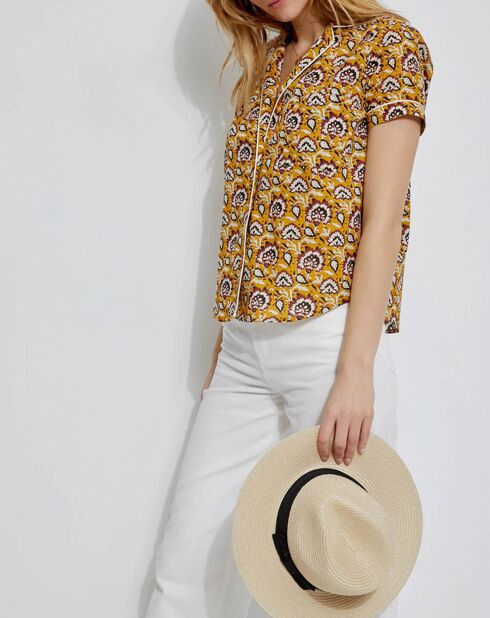 Chemise imprimé Indien jaune foncé