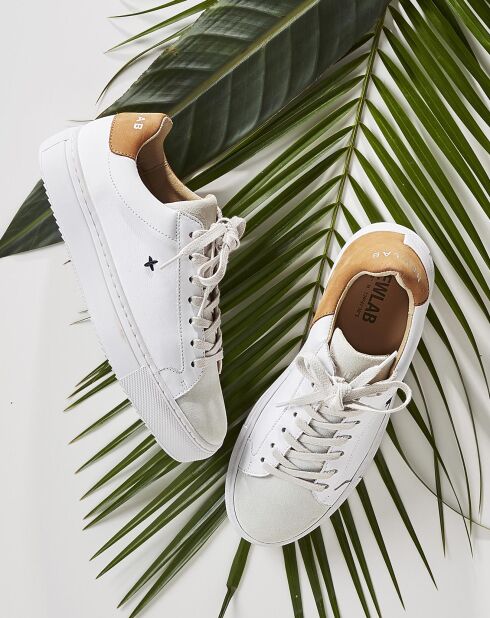 Sneakers Newlab x Cyrillus bianche in pelle mista