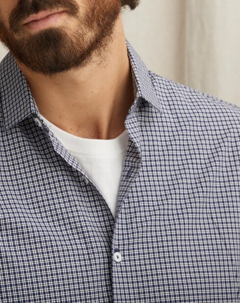 Chemise regular fit à carreaux marine/blanc