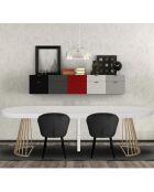 Table ronde extensible Soare blanche - D.110-160-210-260x76cm