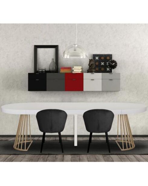 Table ronde extensible Soare blanche - D.110-160-210-260x76cm