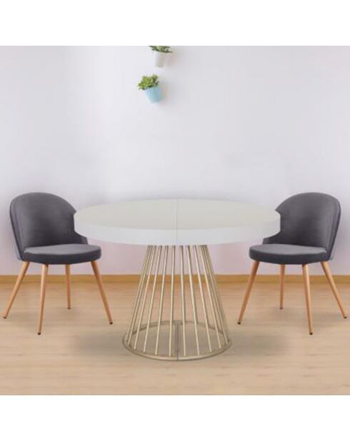 Table ronde extensible Soare blanche - D.110-160-210-260x76cm